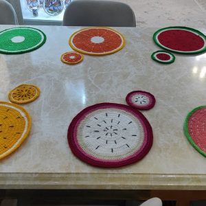 زیر بشقاب و لیوان طرح میوه